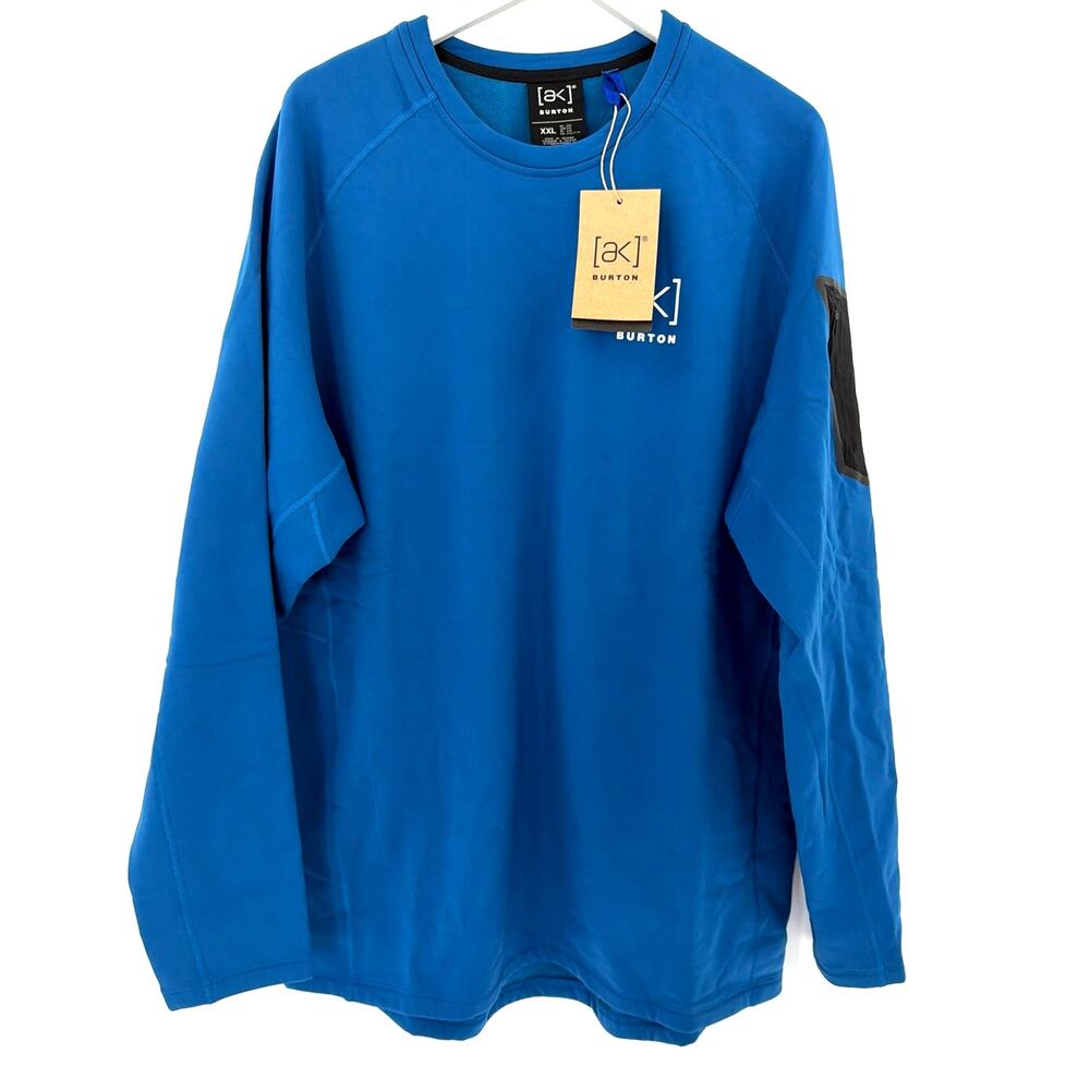 Burton [ak] Blue Teal Baker Stretch Crewneck Fleece Sweatshirt Size XXL - Picture 3 of 11